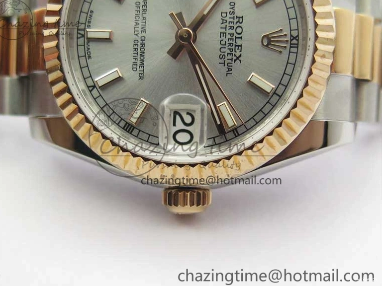 RG SS President Stick Markers NH05A Best GSF 178274 SEIKO 31mm Datejust Edition on Bracelet Dial SS RG Silver 1123